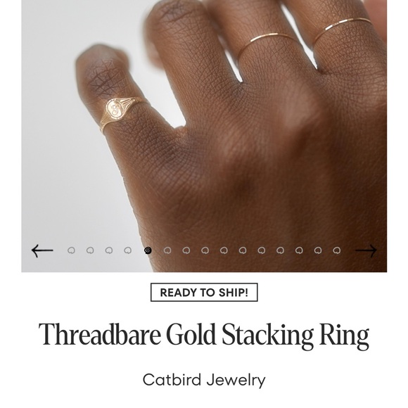 Catbird Threadbare Gold Stacking Ring - Picture 4 of 5